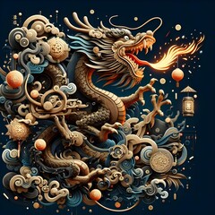 Chinese New Year Wooden Dragon Year Symbol
