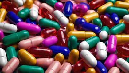 A pile of colorful pills
