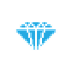 pixel diamond icon vector set pixel art briliant jewellery sign for 8 bit games company logo template 