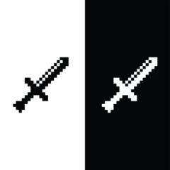 Fotobehang  sword pixel art icon vector 8 bit game company logo template  © veronchick84