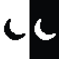  pixel art moon  icon vector 8 bit game  company logo template 
