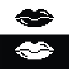 Fototapeta premium pixel art lips vector game 8 bit icon company logo template 