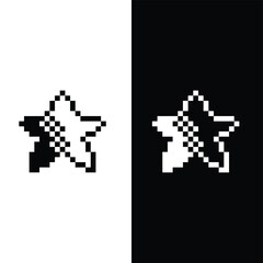 Pixel art star icon vector 8 bit company logo template 