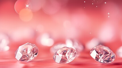 Diamonds on pink bokeh background.