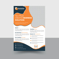 Obraz premium Modern Innovative A4 size Corporate IT Company Flyer Orange theme. Natural shapes banners,leaflets, marketing, business proposal, promotion, advertise, publication, Editable Templet design 