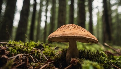 A mushroom growing in a forest