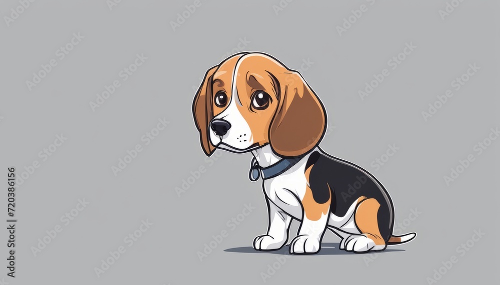 Canvas Prints A cute beagle puppy with a blue collar