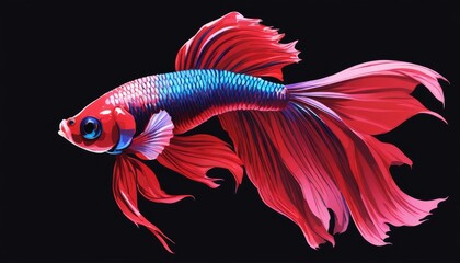 Fototapeta premium A red and blue fish swimming in the water