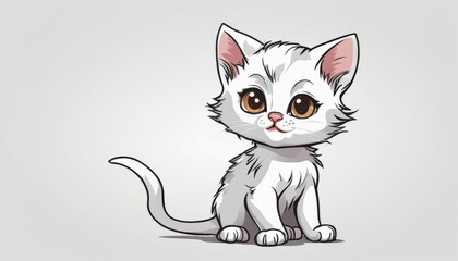 Obraz premium A white kitten with brown eyes and a pink nose