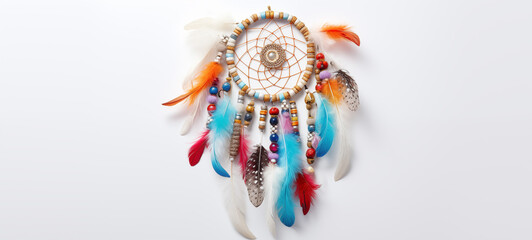 Eclectic white feather dreamcatcher with vibrant beads
