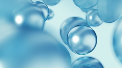 Blue Cosmetic Beauty Care Essential Oil Bubbles Macro Close-Up