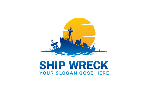 vintage ship wreck logo design 