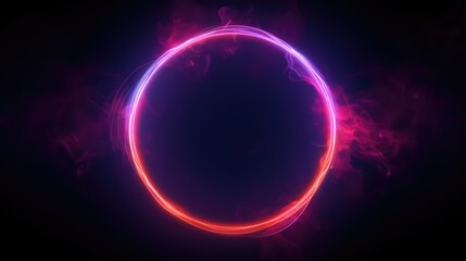Background of a circle with glowing effects. AI generated.