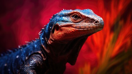 A close-up portrait of an lizard monitor. AI generated.