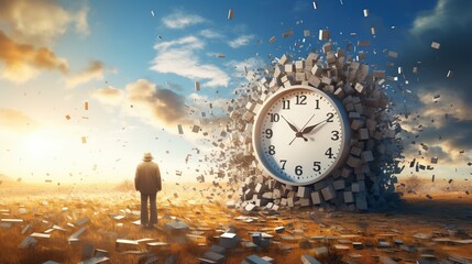 A creative image depicting the passage of time, visually representing the concept of time passing. - obrazy, fototapety, plakaty
