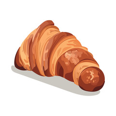 Food element of colorful set. This mouthwatering croissant showcase precision in design meets the mouthwatering allure of this classic pastry against a pristine white canvas. Vector illustration.