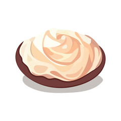 Food element of colorful set. The tasty bun with sweet cream takes the spotlight, enhanced by a whimsical cartoon design that highlights its scrumptious details. Vector illustration.