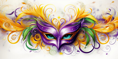 venetian carnival mask   Portrait of a woman wearing festive carnival headpiece and face paint with jewels
