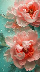 Two pink flowers with water droplets on them