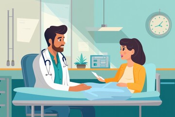 Doctor Talking to Patient in Hospital, Healthcare Consultation Session, medicine and a pediatrician talking to a patient in the hospital for medical child care, AI Generated
