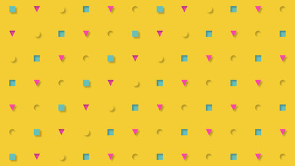 Geometric colored background, 90s colors.