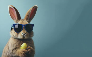 A rabbit wearing sunglasses and a pair of sunglasses, generative ai