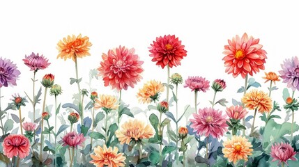Detailed Watercolor Illustration of Chrysanthemum Plants and Flowers for Architects Generative AI