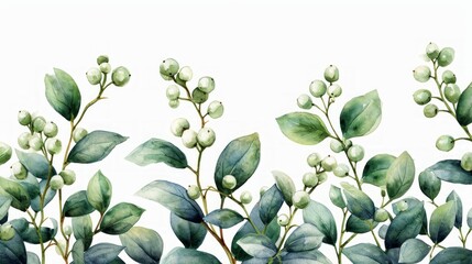 Detailed Watercolor Illustration of Mistletoe Plants and Berries for Architects Generative AI
