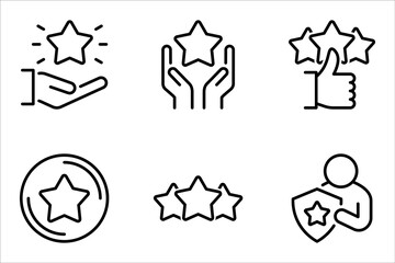 Loyalty star line icon set. Discount program symbol. vector illustration on white background