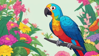 Fototapeta premium A colorful parrot perched on a branch