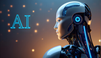 AI future technology concept robotic  science bokeh background

