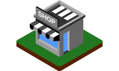isometric shop, shop small business Saturday with transparent background