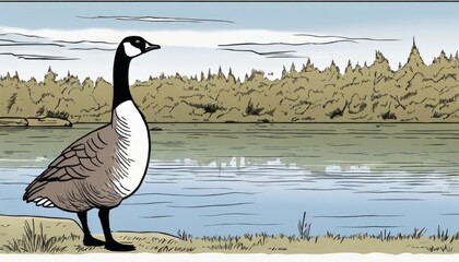 A goose standing by a body of water