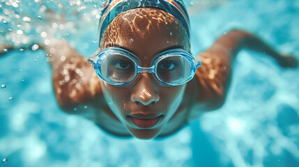 Naklejka premium Female swimmer in the pool.