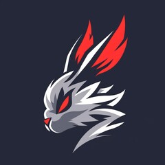 Fierce Leaping Rabbit Esports Logo with Flat Color Design Generative AI