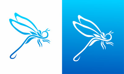 vector graphic illustration of blue dragonfly logo design template - obrazy, fototapety, plakaty