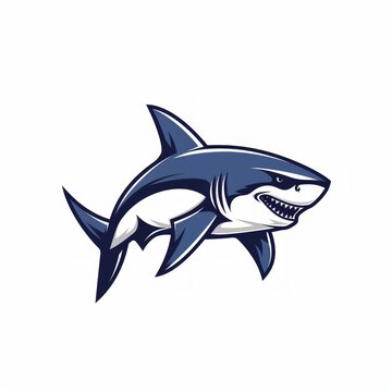 Fierce Leaping Shark Logo in Flat Design with Symmetrical Lines Generative AI