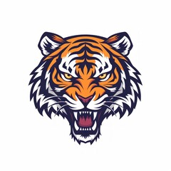 Fierce Roaring Tiger Logo in Flat Design Generative AI