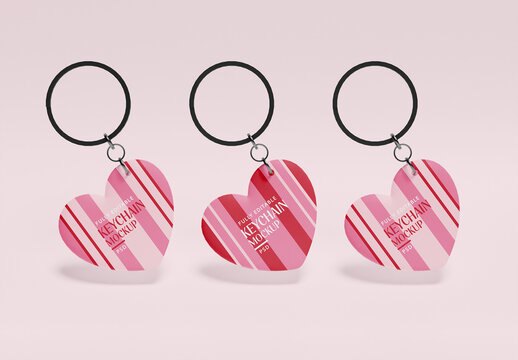 Heart Keychains Mockup