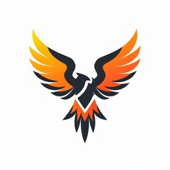Soaring Hawk Esports Logo with Flat Colors Generative AI