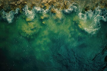 Fototapeta na wymiar An aerial photograph of a water body. Generative Ai.