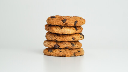 Fototapeta na wymiar Chocolate chip cookies on a white background