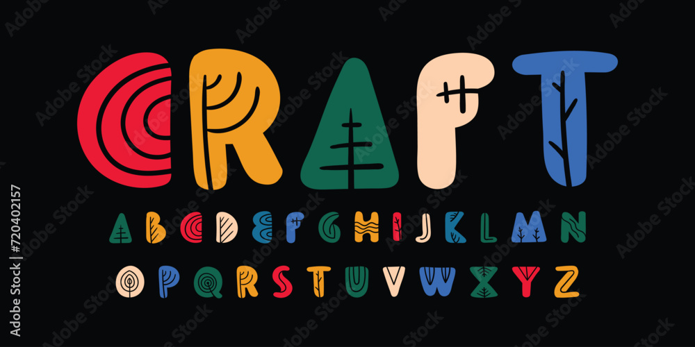 Wall mural modern typography alphabet design. color font style. playful modern alphabet design - Wall murals