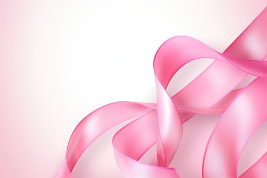 Image of a pink ribbon symbolizing breast cancer awareness, placed on a plain pink background, Pink ribbon breast cancer isolated on white background, AI Generated