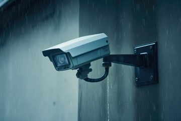 CCTV bullet cameras and CCTV surveillance cameras in Modern Office Buildings. Ai generated