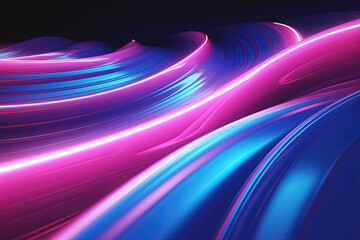 abstract background with smooth lines in blue and pink colors. Generative Ai
