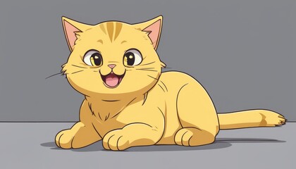A yellow cat with a smile on its face