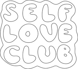 
Text self love club doodle design.