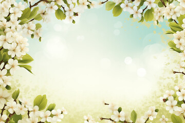"Spring Awakening: Luminous Cherry Blossoms Frame with Soft Bokeh and Warm Sunlight - Nature Background"