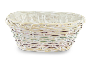 Obraz premium Wicker basket with handle. Basket for fruit, mushrooms, picnic